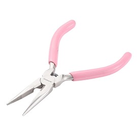 SUNNYCLUE 5 Inch Long Chain Nose Pliers with Serrated Jaws Mini Precision Pliers for DIY Jewelry Making Hobby Projects, Pink