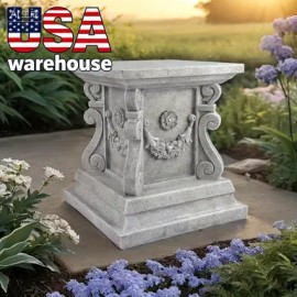15 Inch Tall Large Resin Garden Statue Base - Durable Outdoor Pedestal for Terraces, Lawns & Gardens | Versatile Plant StandColor: Gray, Size: L