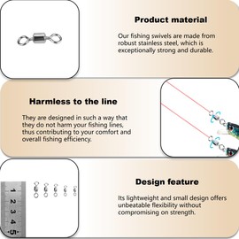 210pcs Fishing Ball Bearing Swivels Hook Line Connector, High Strength Stainless Steel 2#/4#/6#/7#/8# Rolling Swivel Fishing Tackle Box, Fishing Swivels and Clips