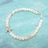 White Freshwater Shell Bracelet with Starfish Charm, Beach Jewelry, Coastal