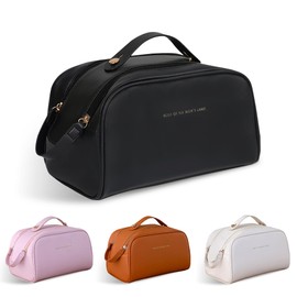 Fyriswho Women's Cosmetic Bag, Beauty Case, Large Make Up Bag, Travel Cosmetic Case for Women, Travel Makeup Bag, Portable Cosmetic Bag with Carry Handle, black