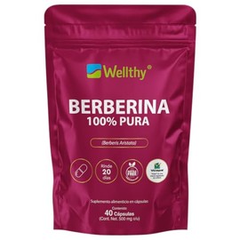 Wellthy Berberina Pura 40 Cpsulas. 100 Berberis Aristata, con 500mg cada una, VCaps Cpsulas Veganas, Bottle Free.                                     