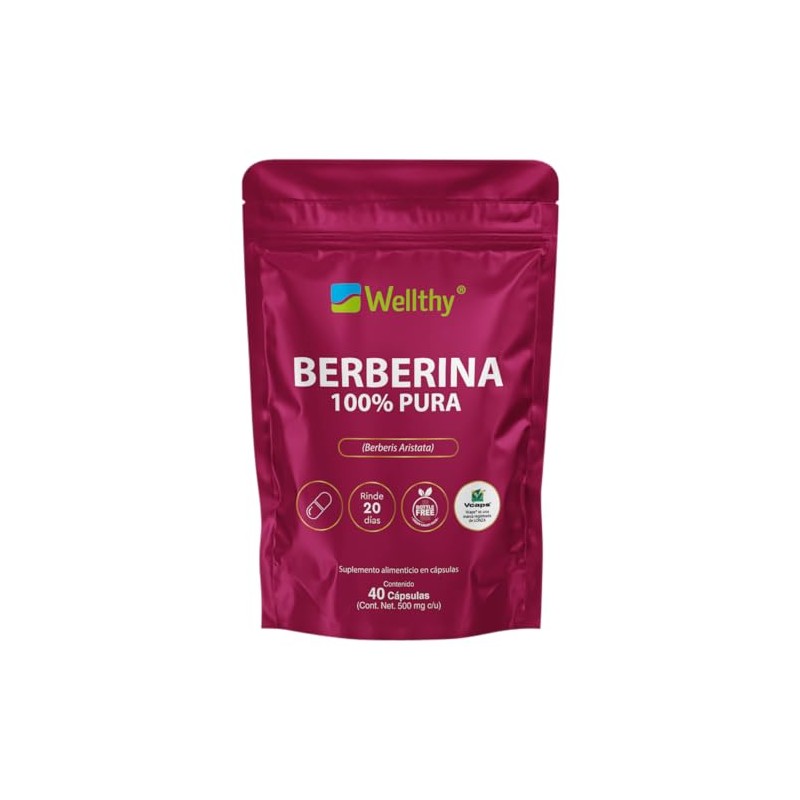 Wellthy Berberina Pura 40 Cpsulas. 100 Berberis Aristata, con 500mg
