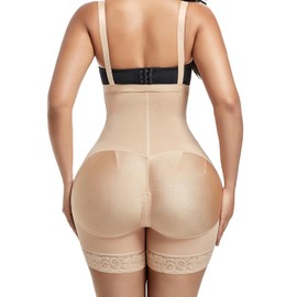 IIXWUQ Fajas Colombianas Moldeadoras Shapewear Tummy Control Post Surgery Compression Butt Lifter for Women Beige