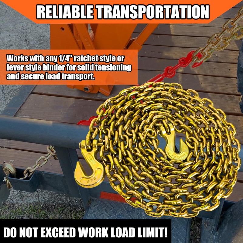 YATOINTO G80 1/4 Inch x 12 Foot Chain Tow Chain