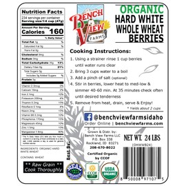 Organic Hard White Wheat Berries - 24lbs