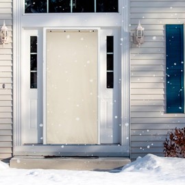 Thermal Insulated Door Curtain Winter Eyelet Doorway Cover Panel Windproof Warm Cold Protection Oxford Cloth Thicken Cotton Fiber Drapes for Living Room Garage Bedroom Beige, 100x210cm（W39*L83 in）