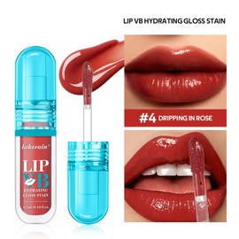LIP VB Hydrating Gloss Stain – Lip Tint Gloss with 12HR Hydration Long-Lasting Moisture & Shine, Smooth Lip Stain with Glossy Finish, Non-Sticky, Rich Color for All Skin Tones (#4 DRIPPING IN ROSE, 1)