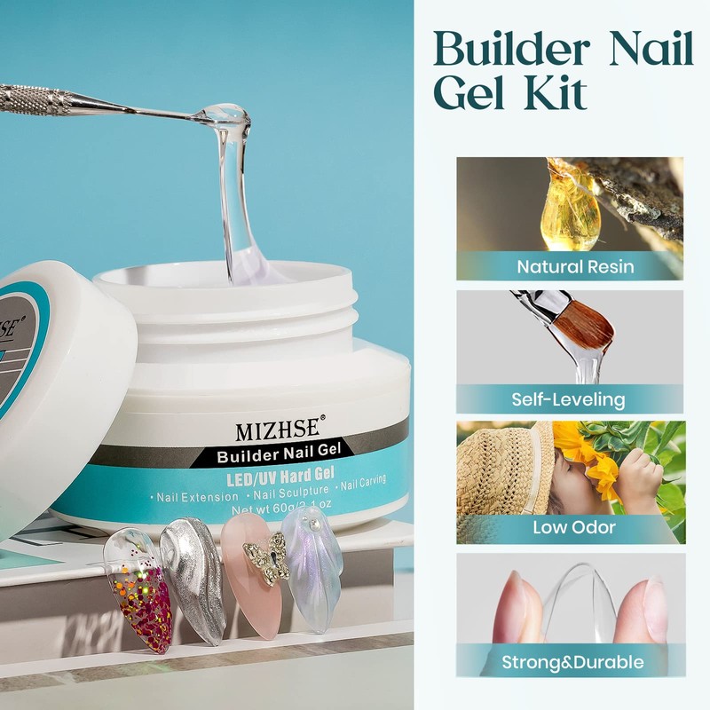 MIZHSE 60g Clear Hard Builder Nail Gel For Nail Extension