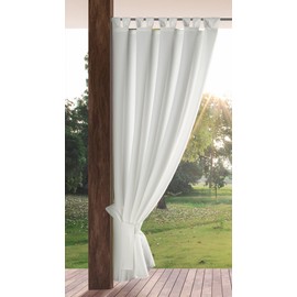 Eurofirany Garden Outdoor Curtain with Tab-Top Curtain with Removable Loops, Sun Protection, Privacy Screen, Windproof, Waterproof Curtain for Gazebo, Patio, Pergola, 155 x 220 cm, White, Pack of 1
