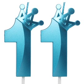 Blue Crown Birthday Candle 11, 11 Candles for Birthday Cakes,Number 11 Crown Candle,11th Birthday Candles Sparkle Decoration for Birthday Party Wedding Anniversary Celebration Supplies