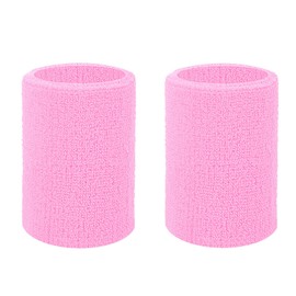 HSYTEK Premium Sweatbands - Elastic, Breathable Wrist Bands for Children & Adults - Ideal for Football, Basketball, Tennis & More - Pack of 2 (Pink)