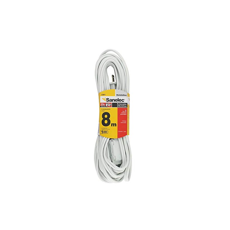 SANELEC, Extensión Eléctrica, Uso Doméstico, Corriente 13 A, Calibre 16
