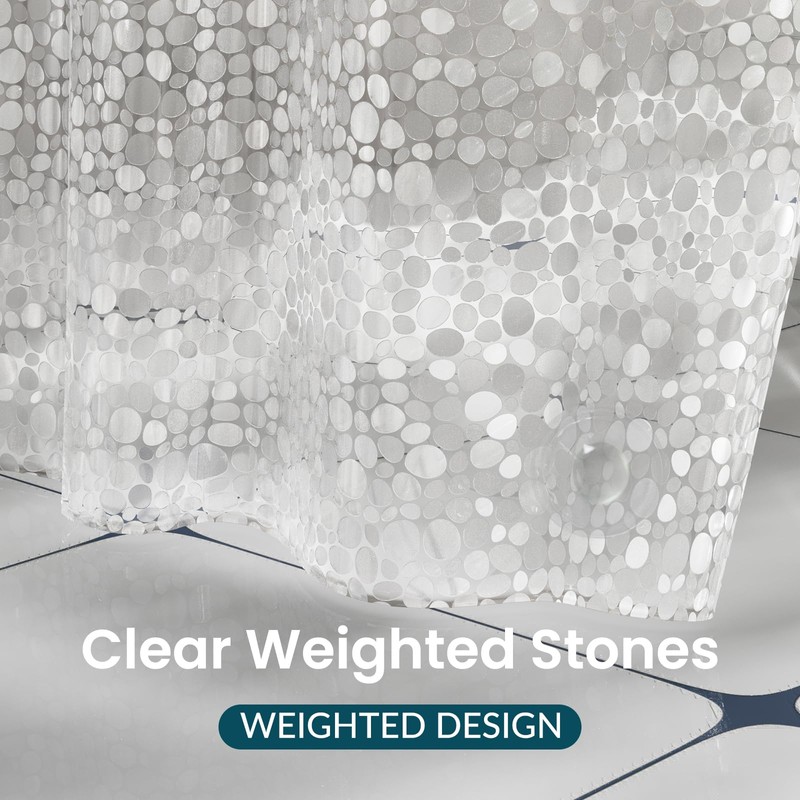 Titanker Clear Shower Curtain Liner with Pebble Pattern, Medium Weight