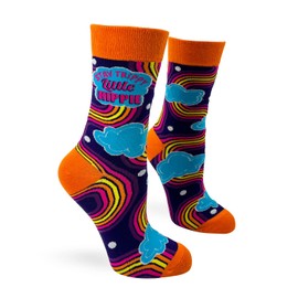 Fabdaz Stay Trippy Little Hippie Funky Socks for Women - Retro Rainbow Pattern - 1 Pair, 1 Size Fits Most