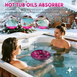 PELONI 1-Pack Hot-Tub-Scum-Absorber Doughnut Oil-Absorbing-Spa-Sponge-Hot-Tub-Floating-Sponge Pool-Cleaning-Sponge Hot-Tub-Scum-Bug-Reusable Soak-Up-Songe Keep Water Cleaner-Hot-Tub-Accessories Adults