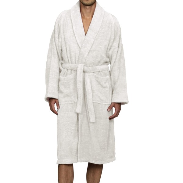 Cotton Unisex Terry Robe, Soft And Absorbent Robes For Men And Women, Bathroom Accessories, Long, Plush, Fluffy Bathrobes For Bath, Shower, Spa, Resort, Hotel Quality, Small Size, White