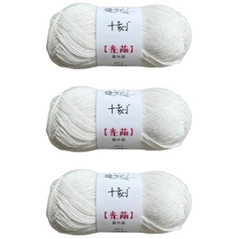 Linen Rayon Lyocell Blend Sequin Yarn, Superfine Fingering Weight (1), 150g/5.29oz (3 Strands, 50g/191yds per Strand)- 01-White