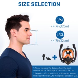 dellyy Snorkel Mask for Adults and Children, Diving Mask, Full Mask with Snorkel, CO2 Safe, Adult Snorkel Set, for Open Water (Orange (S/M)