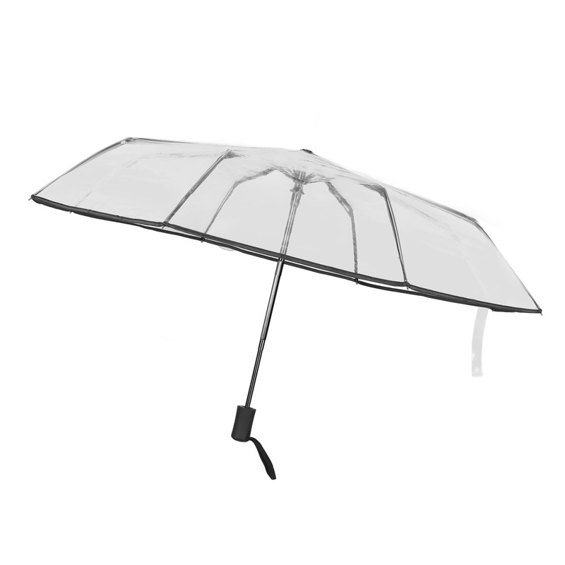 Compact Umbrella Black Transparent Automatic Design Sturdy Structure Travel Umbrella