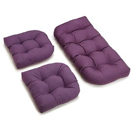 Blazing Needles Twill Settee Group Cushions, Grape, Set of 3