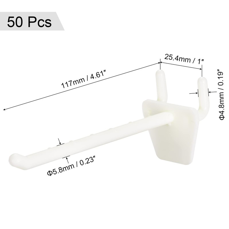 MECCANIXITY Plastic Pegboard Hooks 4 Inch Fits 1/4 Inch Holes