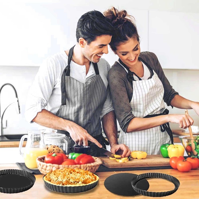 hzbaiyi 8 inch Quiche Pan, 22cm Non-Stick Deep Pie Pans