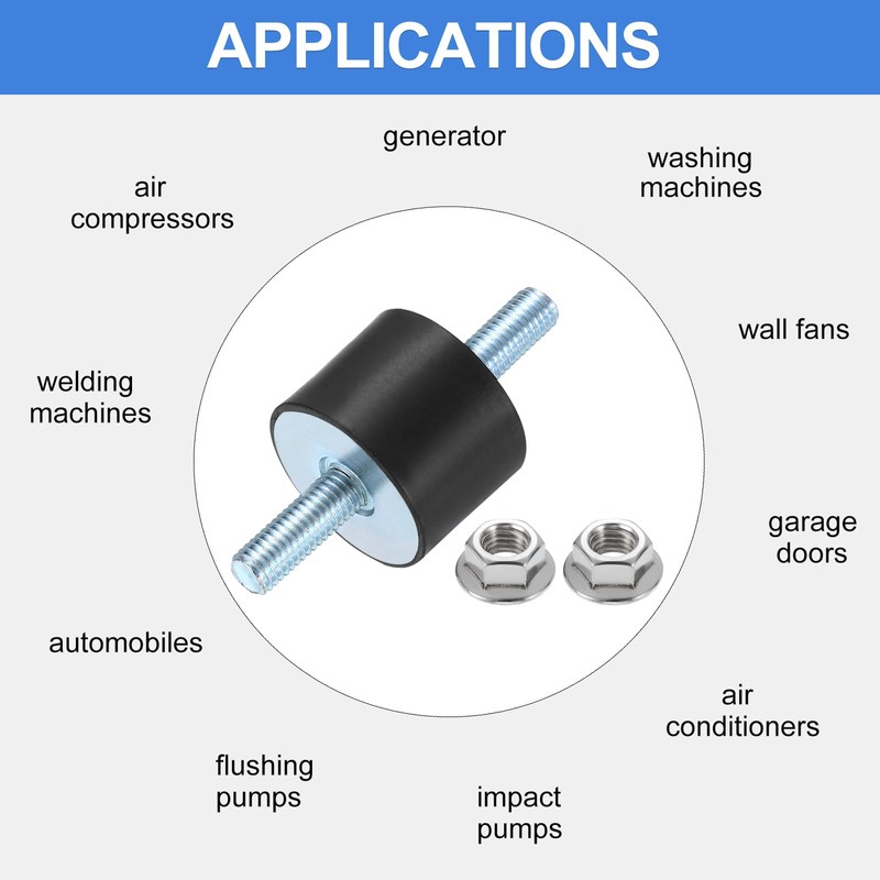 uxcell M10 x 25mm Rubber Mounts, 30 x 40mm Cylindrical