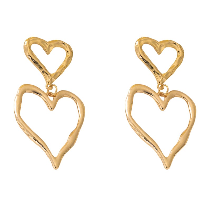 Gold Big Heart Earrings for Women,Y2k Large Heart Dangle Drop