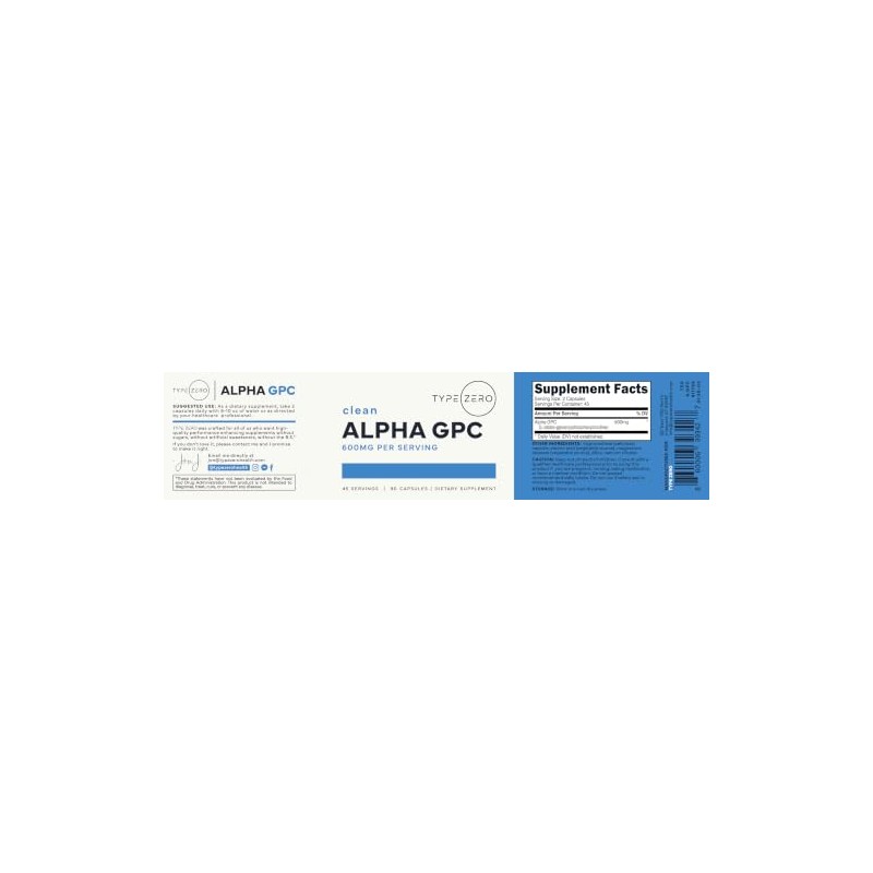 Suplemento de colina Alpha GPC Ultra Clean (600 mg 90