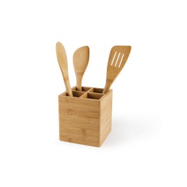 Excelsa Eco Living Bamboo Cutlery Basket/Utensil Holder, Natural Wood, Brown, 4 Compartments