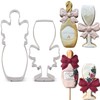 LILIAO Champagne and Champagne Glass with Ribbon Cookie Cutter for