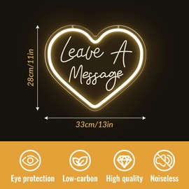 Flixyticy Leave a message Neon Signs, Heart LED Hanging Light Sign USB Powered Dimmable for Wedding Party Birthday Salon Shop Reception Table Decoration (Leave A Message(Heart))