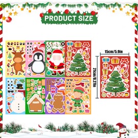Christmas Stickers for Kids - 40 Sheets Stocking Stuffers & Christmas Party Favors Supplies Games Activities, Xmas DIY Craft Stickers Holiday Sticker for Crafts, Make a Face Sticker Xmas Gifts