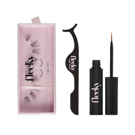 Fleeky Magic Lashes - Vegan & Cruelty-Free Fake Lashes for Your Perfect Look on Fleek, Artificial Eyelashes for Gluing Made of Synthetic Hair (with Lashhelper and Glue, Wifey)