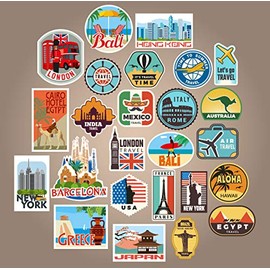 Wall4Stickers 25 x Luggage Stickers Suitcase Patch Vintage Travel Labels Retro Vintage Style Vinyl Sticker
