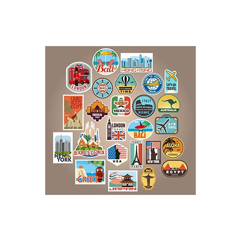 Wall4Stickers 25 x Luggage Stickers Suitcase Patch Vintage Travel Labels