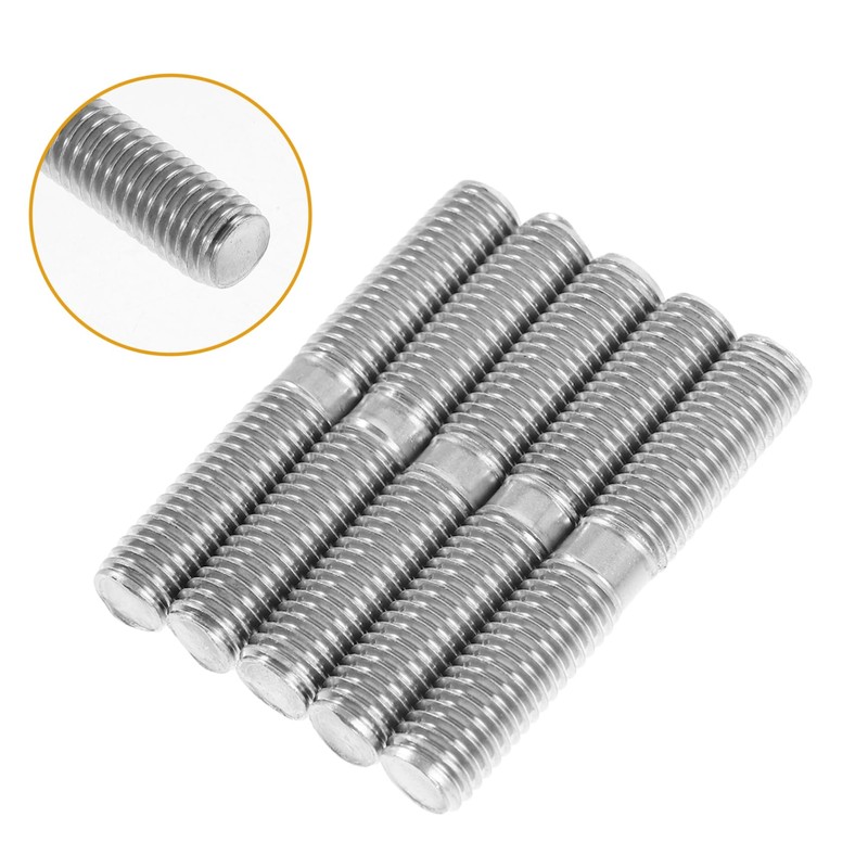 TEHAUX 10pcs Double-Headed Screw Bolt Double Sided Screw Double-end Bolt