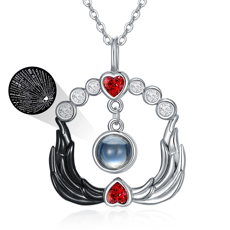 URONE 100 Language I Love You Necklace Sterling Silver Angel