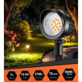 MEIKEE 7W Landscape Lights Low Voltage LED IP66 Waterproof Outdoor Garden Path Lights 2700K 800LM Warm White Landscape Lighting for Pathway Wall Tree Fence Decoration 2 Packs