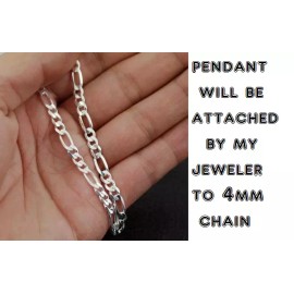 Fashion Jewelry BIG GOLD ST MICHAEL ANGEL PROTECT FAITH Pendant 20" 925 Silver FIGARO Chain Men