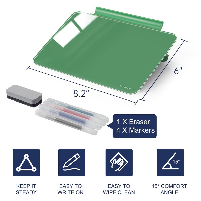 TSJ OFFICE Small Desktop Whiteboard - Glass Dry Erase Board