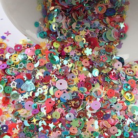 Bunt Pailletten zum Basteln, Glitzer Sequins Lose Pailletten DIY Irisierend Pailletten Bling Bling Pailletten Deko für Kunsthandwerk Kleidung Handyhülle Scrapbook Spielzeug Party,20g Mischfarbe B