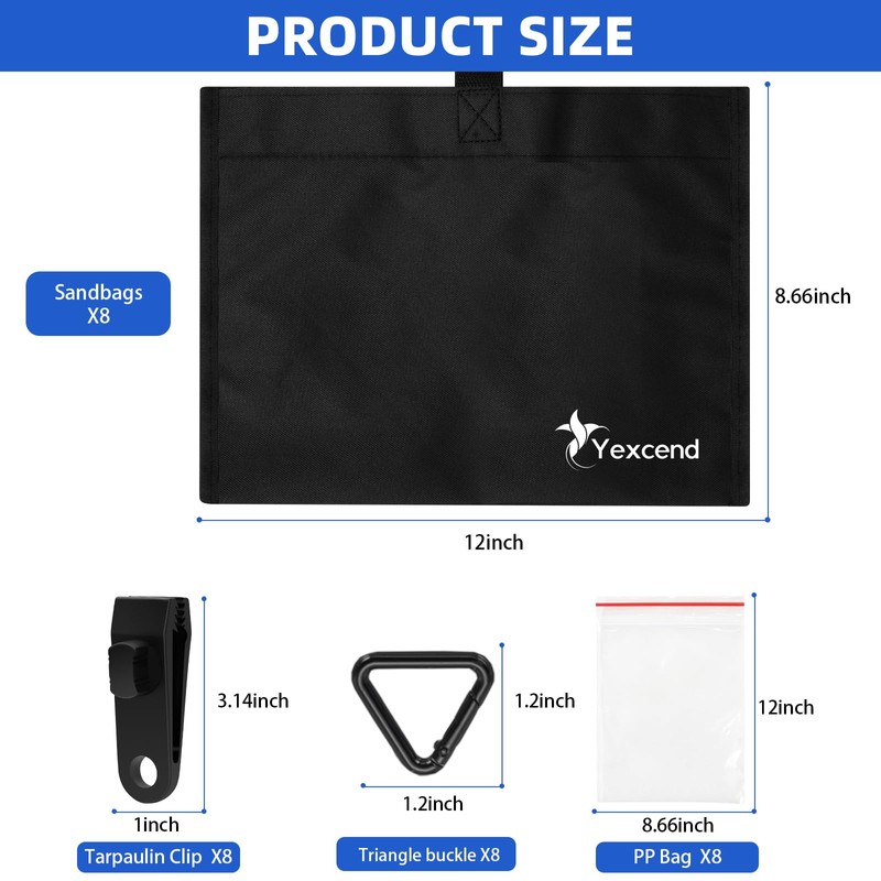 Yexcend 8 Packs Boat Cover Sand Bag Mooring Kit, 600D