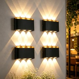 Aplique de Pared LED 800LM 3000K IP65, 4 Pack