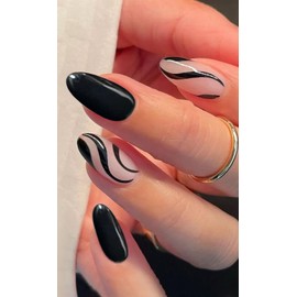 JMEOWIO Nail Foil UV Hardening Black Line French Tip UV Gel Nail Strips Nail Stickers Nail Stickers Nail Art Decoration Nail Design Accessories