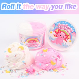 Axolotl Butter Slime Party Favors, Fun Pink Slime Add Ins, Super Soft, Stretchy, Non-Sticky, Scented for Kids, DIY Stress Relief Toy, Birthday Gifts for Girls and Boys, Classroom Rinkewards
