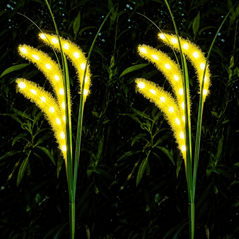 Solar Foxtail Garden Lights for Outdoor Decor – 3-Head LED
