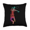 Colorful Badminton Player | Shuttlecock Racket | Badminton Throw Pillow