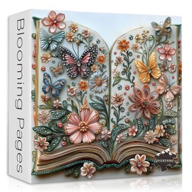 Wildflower Book Puzzles for Adults 1000 Piece, Butterfly Book Page Flowers Puzzle Diamond, Colorful Floral Butterfly Quilling Art,Unique Wildflower Pages Jigsaw Puzzle Challenging